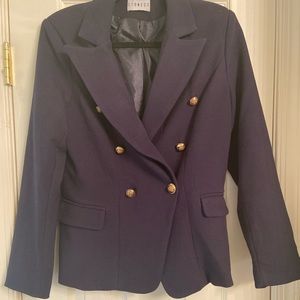 Navy double breasted blazer with gold buttons size L